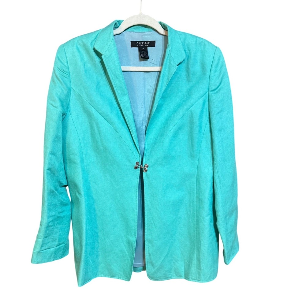 Parisian Signature Linen Blend Blazer Jacket Sz 10 Vintage Grandmillennial